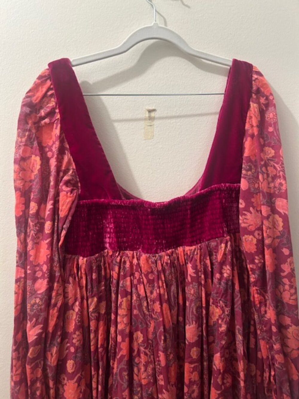 Free People Marsha Floral Velvet Baby Doll BoHo Mini Dress NEW - Picture 12 of 16